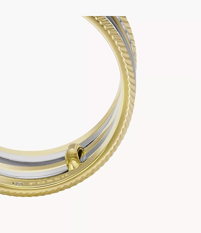 Harlow Linear Texture Two-Tone Stainless Steel Prestack Ring