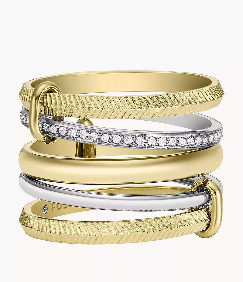 Harlow Linear Texture Two-Tone Stainless Steel Prestack Ring