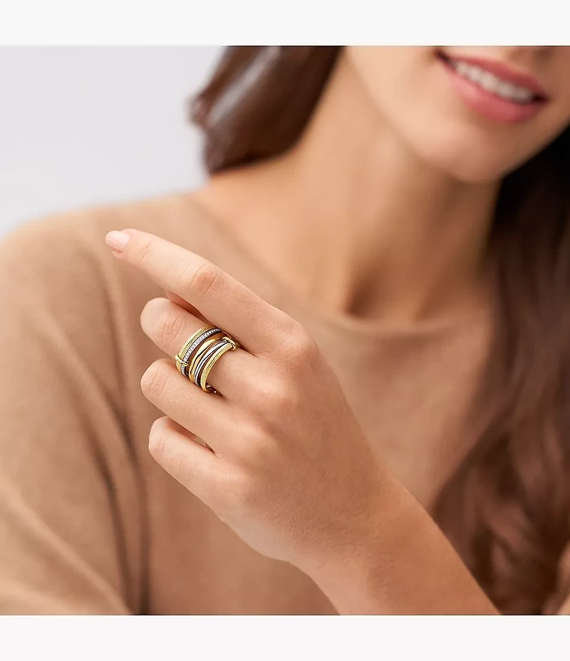 Harlow Linear Texture Two-Tone Stainless Steel Prestack Ring