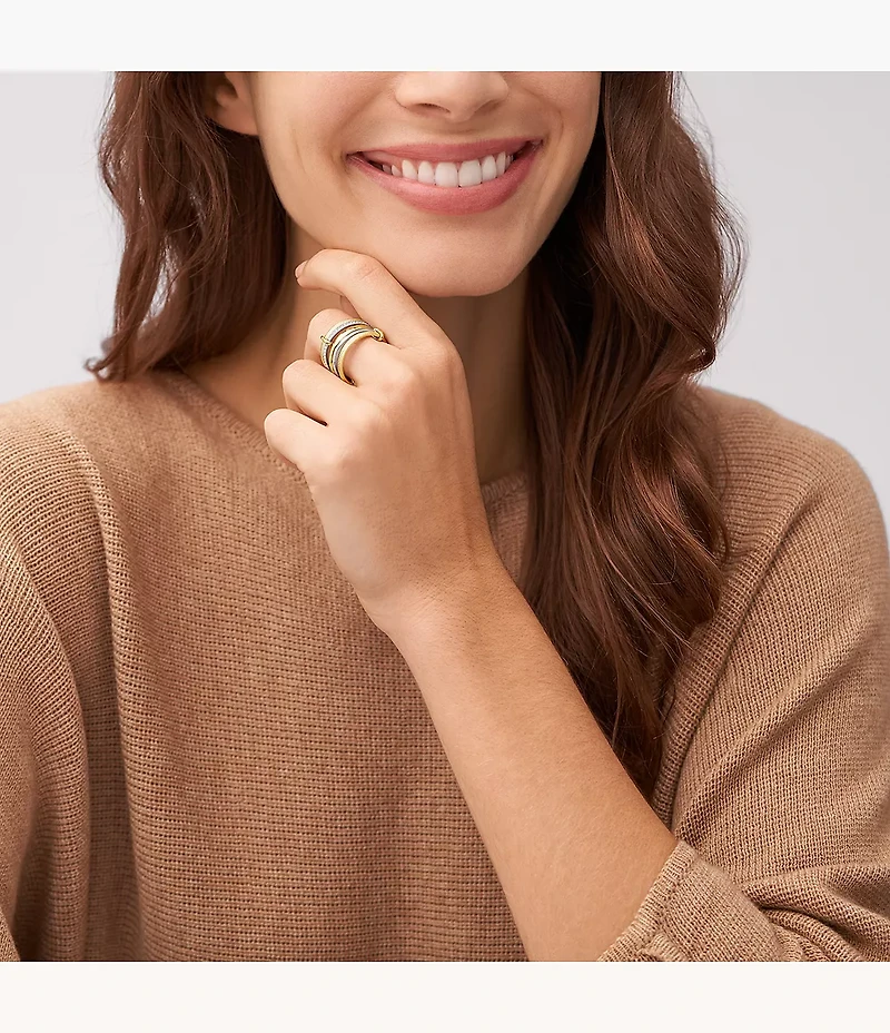 Harlow Linear Texture Two-Tone Stainless Steel Prestack Ring