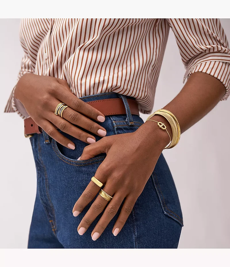 Harlow Linear Texture Two-Tone Stainless Steel Prestack Ring