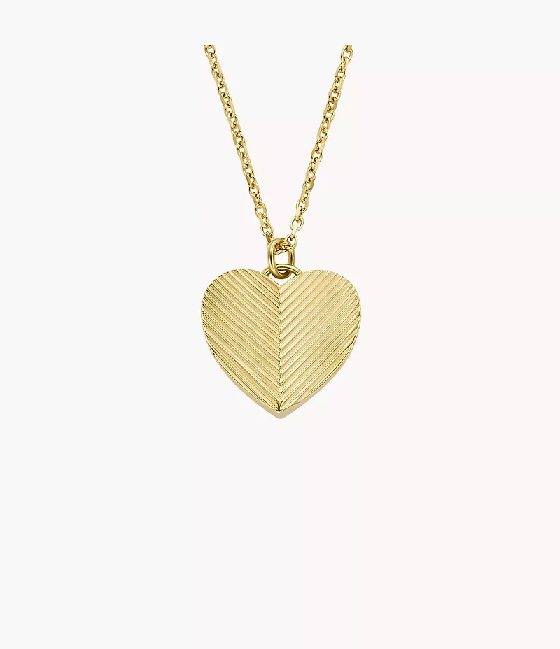 Harlow Linear Texture Heart Gold-Tone Stainless Steel Pendant Necklace