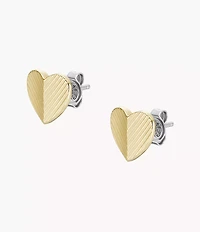 Harlow Linear Texture Heart Gold-Tone Stainless Steel Stud Earrings