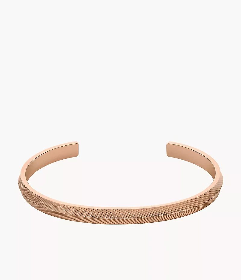 Harlow Linear Texture Rose Gold-Tone Stainless Steel Cuff Bracelet