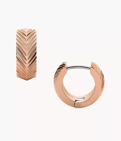 Harlow Linear Texture Rose Gold-Tone Stainless Steel Hoop Earrings