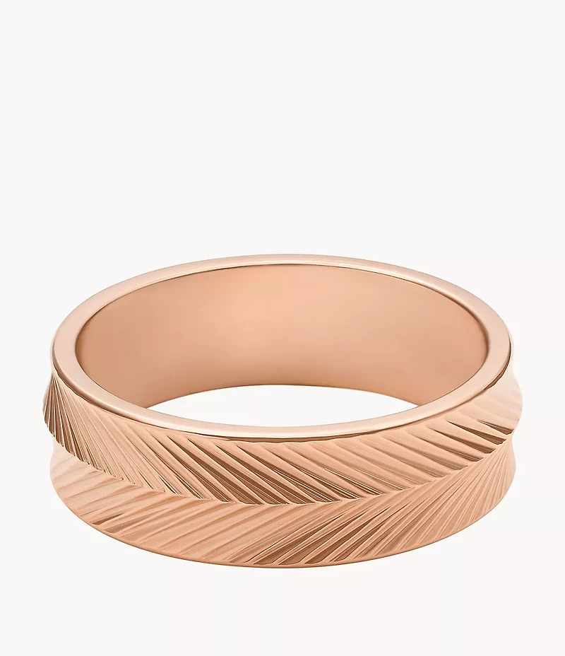 Harlow Linear Texture Rose Gold-Tone Stainless Steel Band Ring