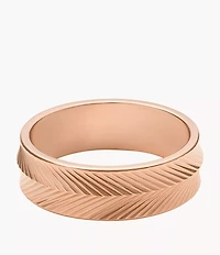 Harlow Linear Texture Rose Gold-Tone Stainless Steel Band Ring
