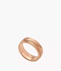 Harlow Linear Texture Rose Gold-Tone Stainless Steel Band Ring