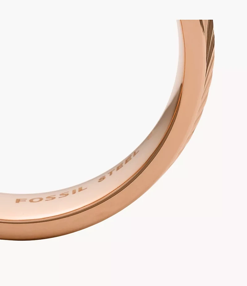 Harlow Linear Texture Rose Gold-Tone Stainless Steel Band Ring
