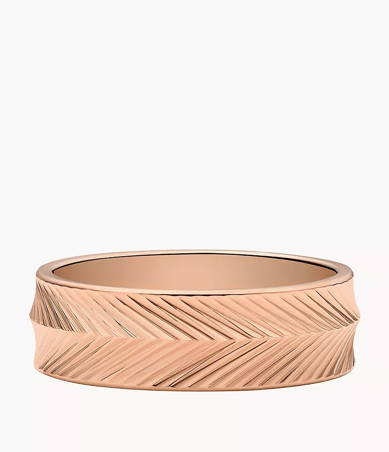 Harlow Linear Texture Rose Gold-Tone Stainless Steel Band Ring