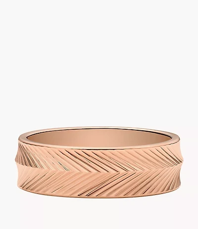 Harlow Linear Texture Rose Gold-Tone Stainless Steel Band Ring
