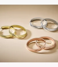 Harlow Linear Texture Rose Gold-Tone Stainless Steel Hoop Earrings