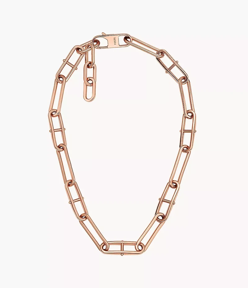 Heritage D-Link Rose Gold-Tone Stainless Steel Chain Necklace
