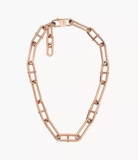 Heritage D-Link Rose Gold-Tone Stainless Steel Chain Necklace