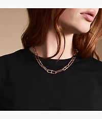 Heritage D-Link Rose Gold-Tone Stainless Steel Chain Necklace