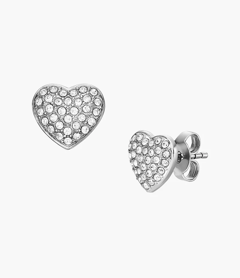 Sutton Glitz Heart Stainless Steel Stud Earrings