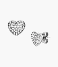 Sutton Glitz Heart Stainless Steel Stud Earrings