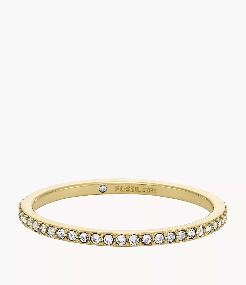 Ellis Pavé Glitz Gold-Tone Stainless Steel Band Ring