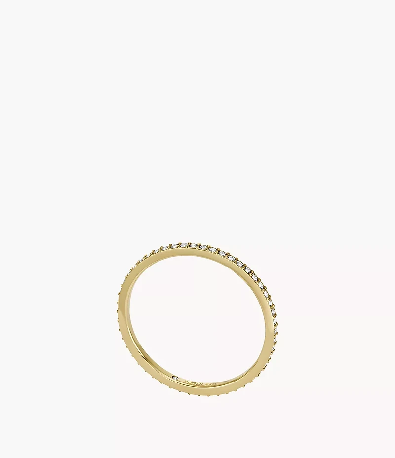 Ellis Pavé Glitz Gold-Tone Stainless Steel Band Ring