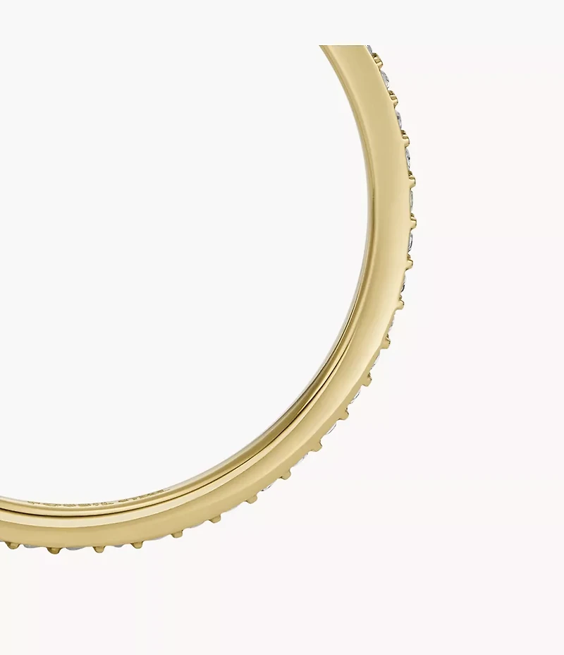 Ellis Pavé Glitz Gold-Tone Stainless Steel Band Ring