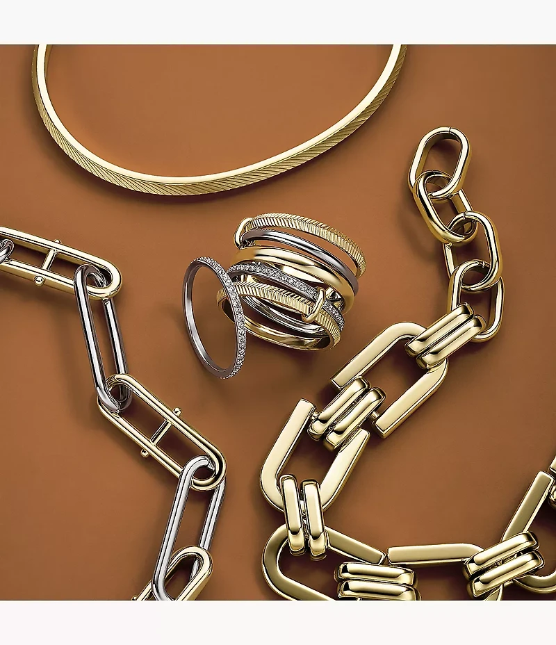 Ellis Pavé Glitz Stainless Steel Band Ring