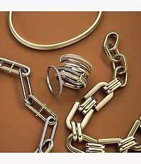 Ellis Pavé Glitz Stainless Steel Band Ring