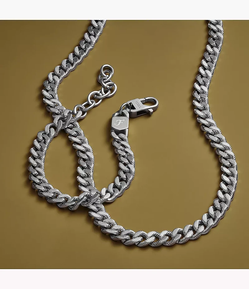 Harlow Linear Texture Chain Stainless Steel Necklace