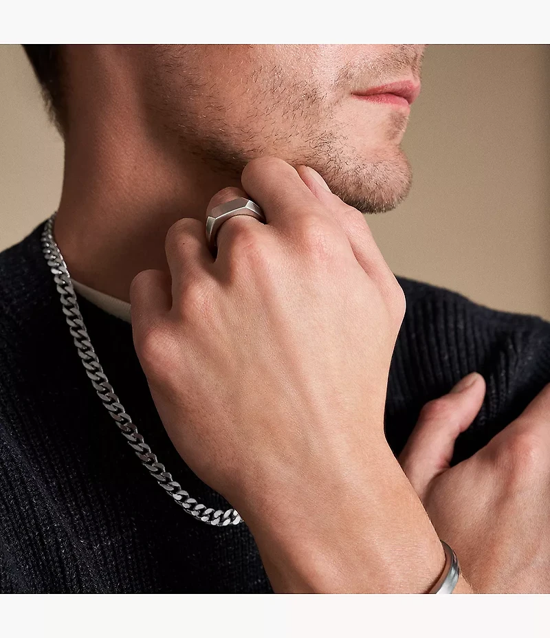 Harlow Linear Texture Chain Stainless Steel Necklace
