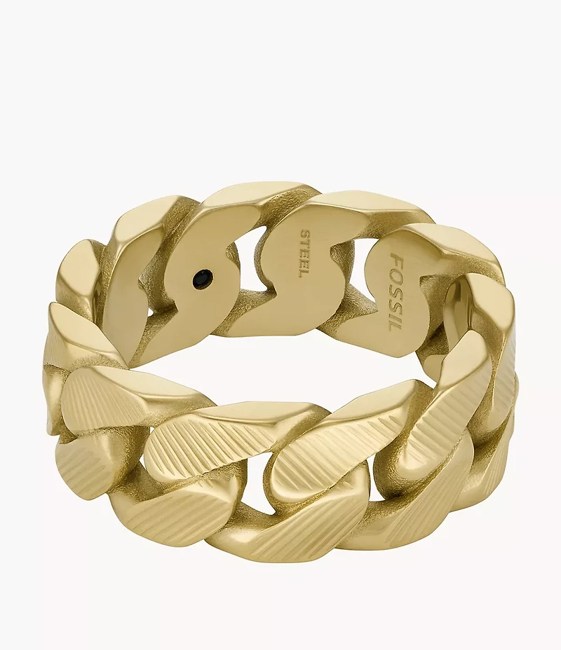 Harlow Linear Texture Chain Gold-Tone Stainless Steel Band Ring