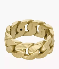 Harlow Linear Texture Chain Gold-Tone Stainless Steel Band Ring