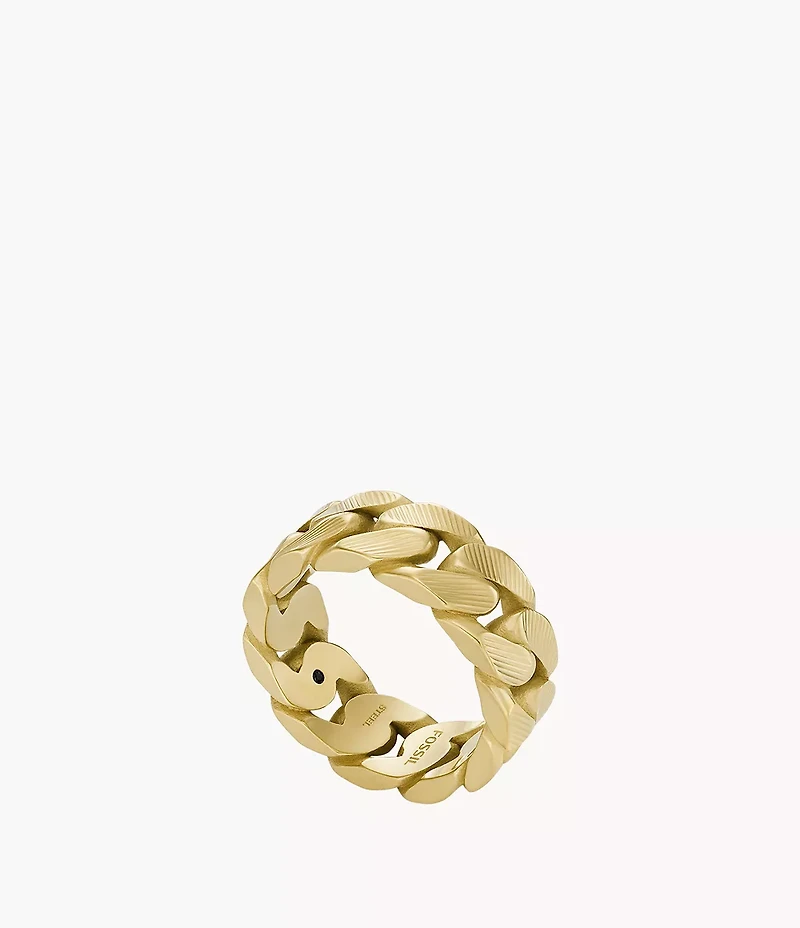 Harlow Linear Texture Chain Gold-Tone Stainless Steel Band Ring