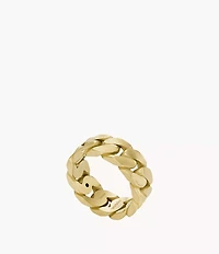 Harlow Linear Texture Chain Gold-Tone Stainless Steel Band Ring