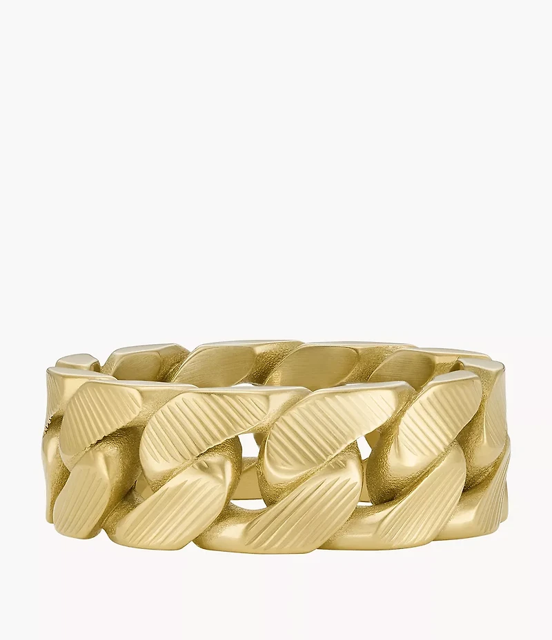 Harlow Linear Texture Chain Gold-Tone Stainless Steel Band Ring