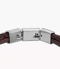 Machine Knurled Texture Brown Leather Multi-Strand Bracelet
