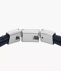 Machine Knurled Texture Navy Leather Multi-Strand Bracelet