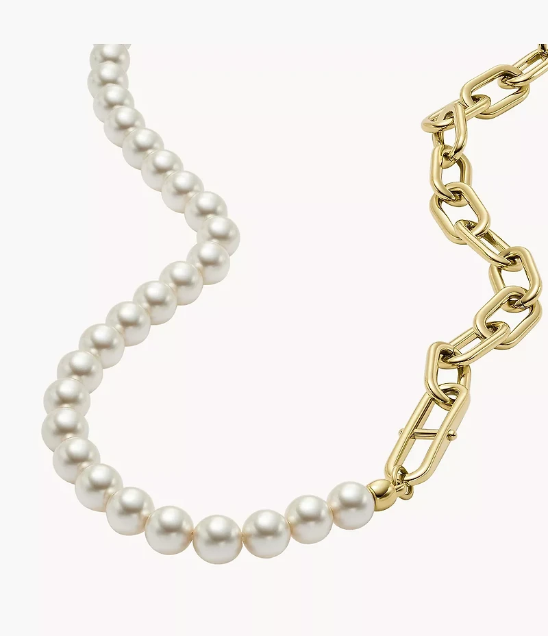 Heritage Pearl D-Link Gold-Tone Stainless Steel Chain Necklace