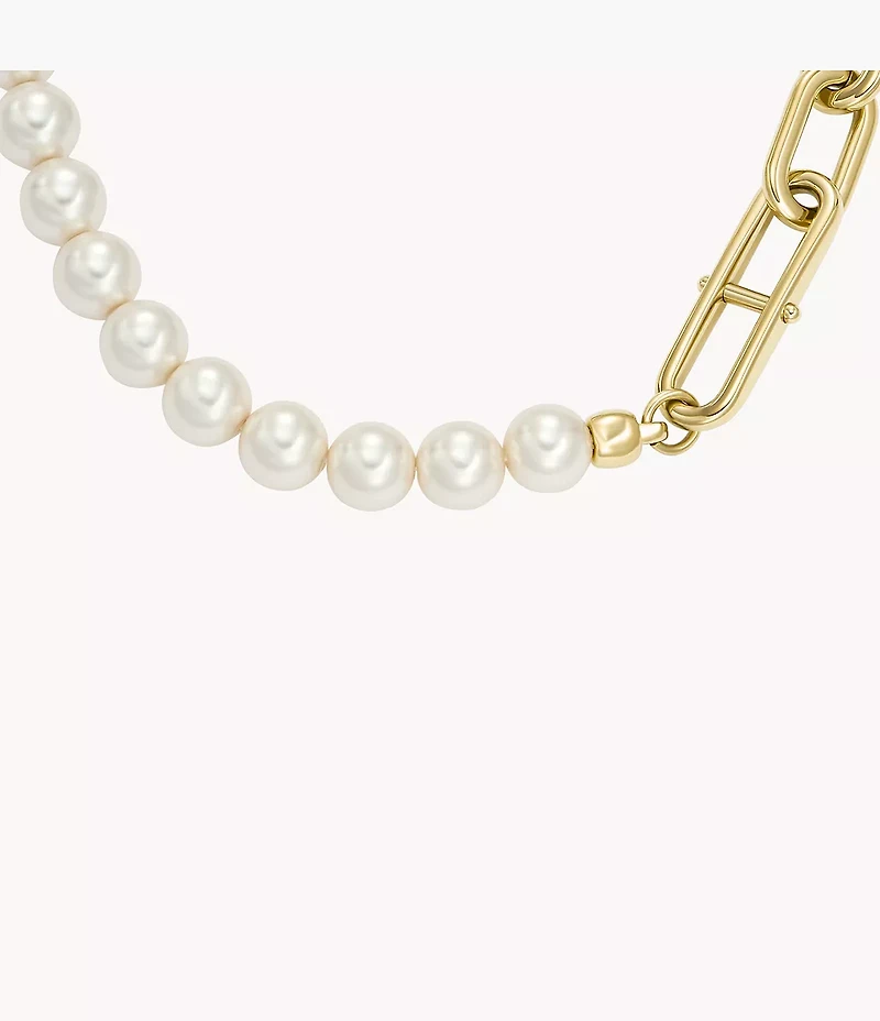 Heritage Pearl D-Link Gold-Tone Stainless Steel Chain Necklace