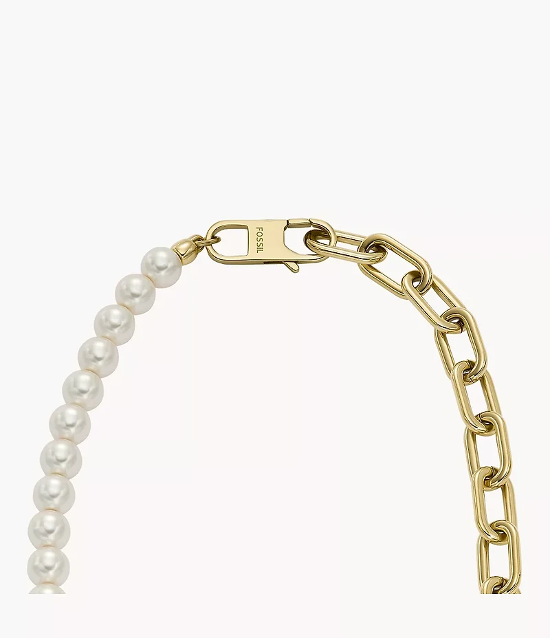 Heritage Pearl D-Link Gold-Tone Stainless Steel Chain Necklace