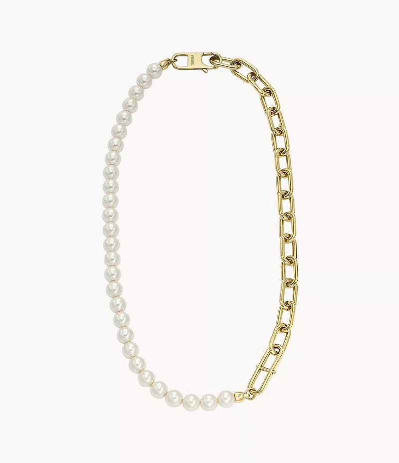 Heritage Pearl D-Link Gold-Tone Stainless Steel Chain Necklace