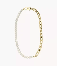 Heritage Pearl D-Link Gold-Tone Stainless Steel Chain Necklace