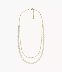 Heritage Pearl D-Link White Freshwater Pearl Faux Double Necklace
