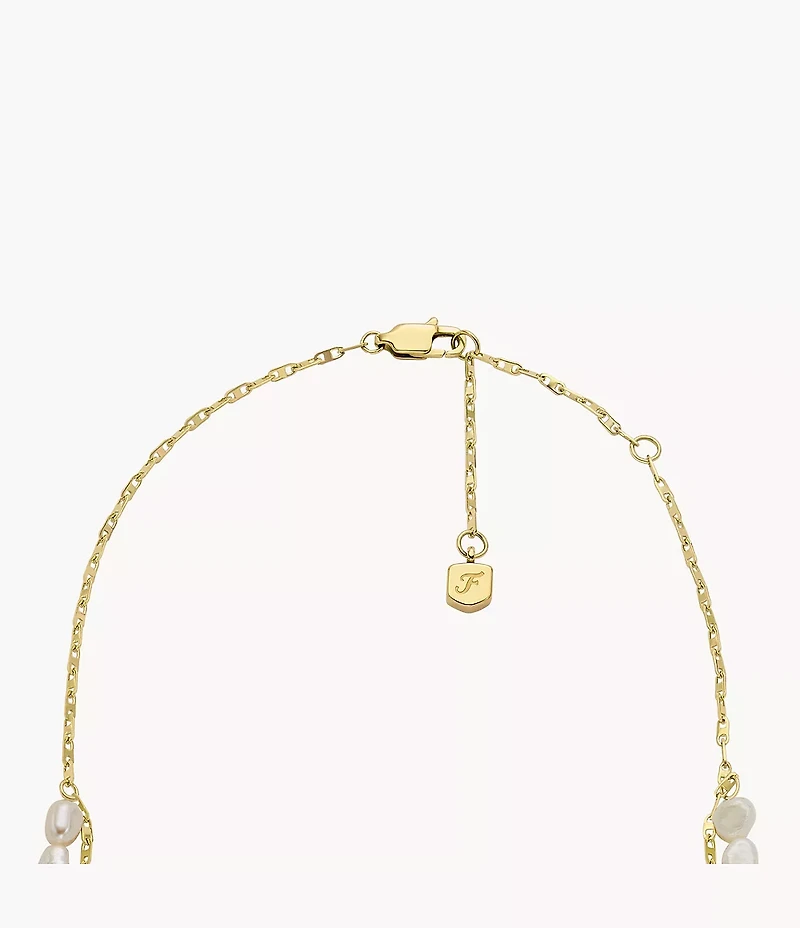 Heritage Pearl D-Link White Freshwater Pearl Faux Double Necklace