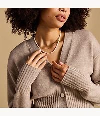 Heritage Pearl D-Link White Freshwater Pearl Faux Double Necklace