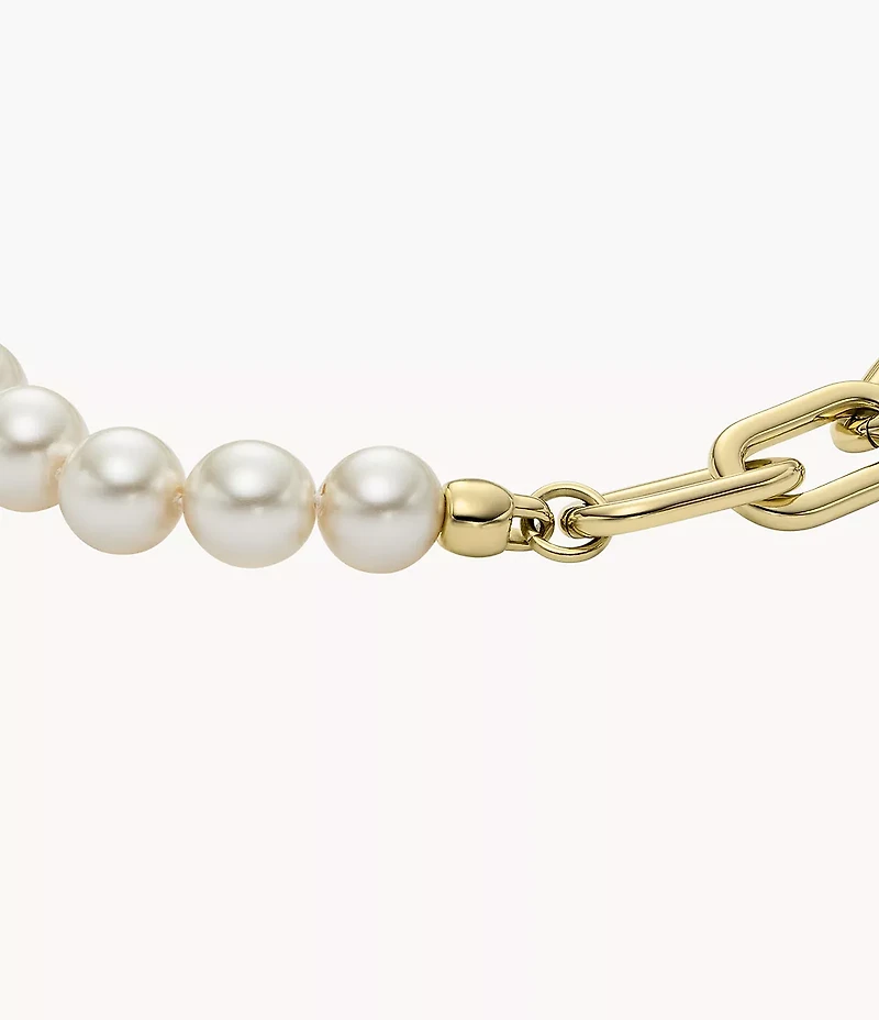 Heritage Pearl D-Link Gold-Tone Stainless Steel Chain Bracelet
