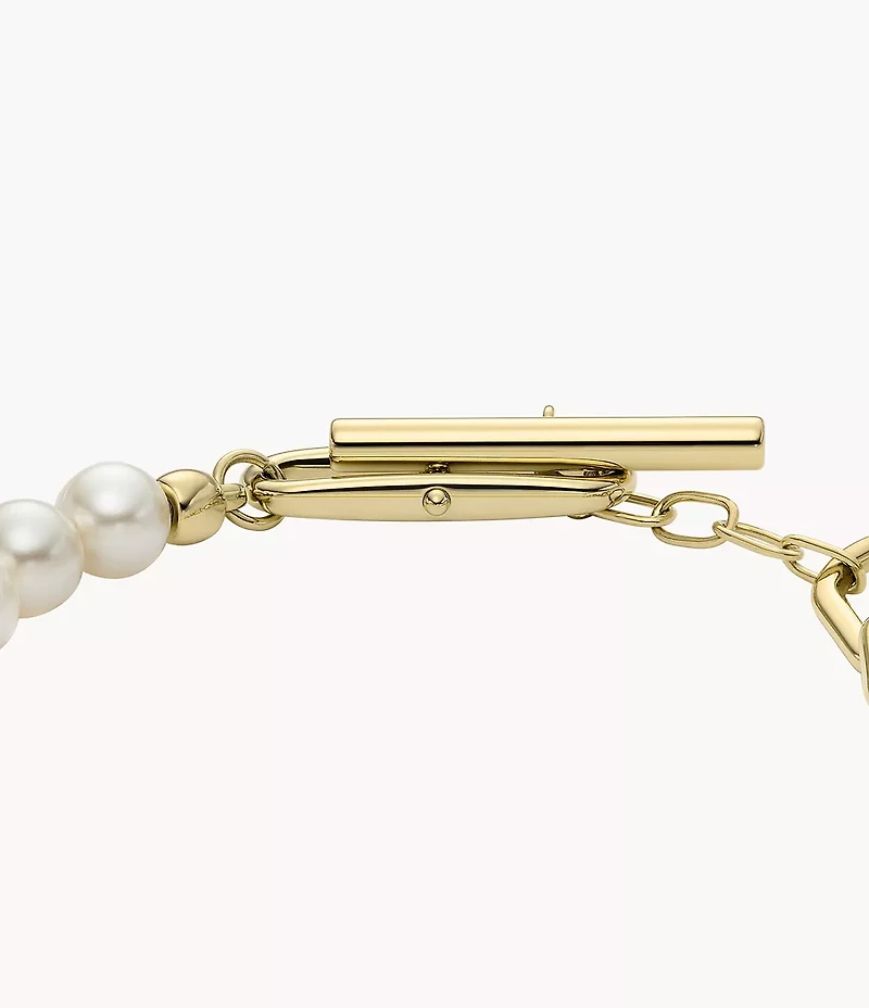 Heritage Pearl D-Link Gold-Tone Stainless Steel Chain Bracelet
