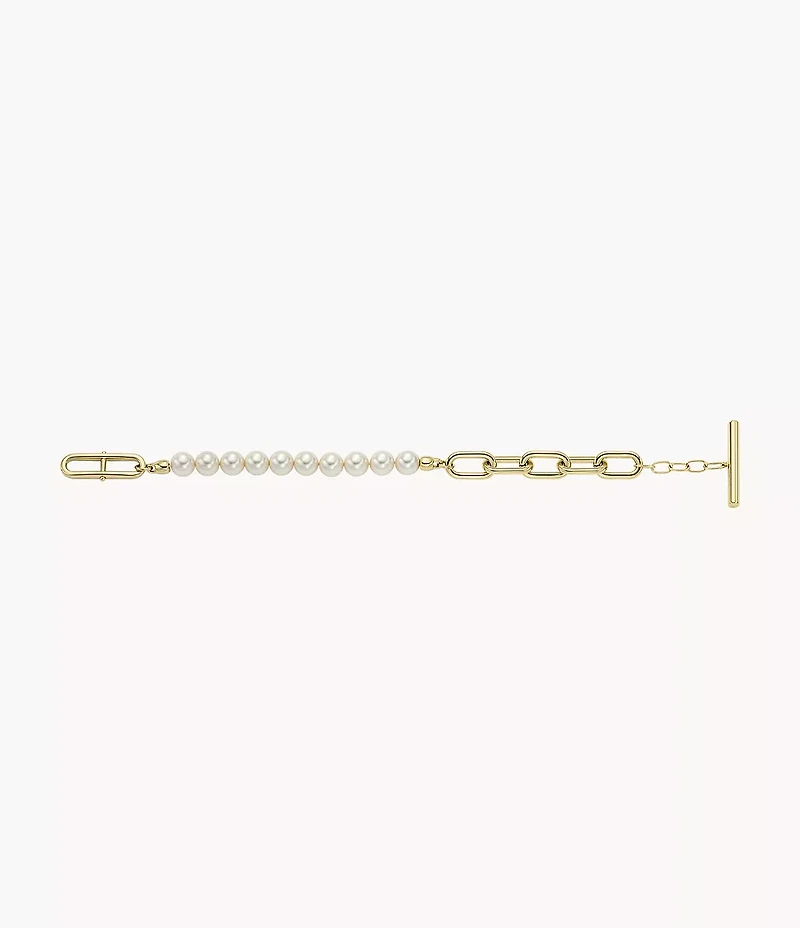 Heritage Pearl D-Link Gold-Tone Stainless Steel Chain Bracelet