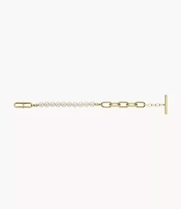 Heritage Pearl D-Link Gold-Tone Stainless Steel Chain Bracelet