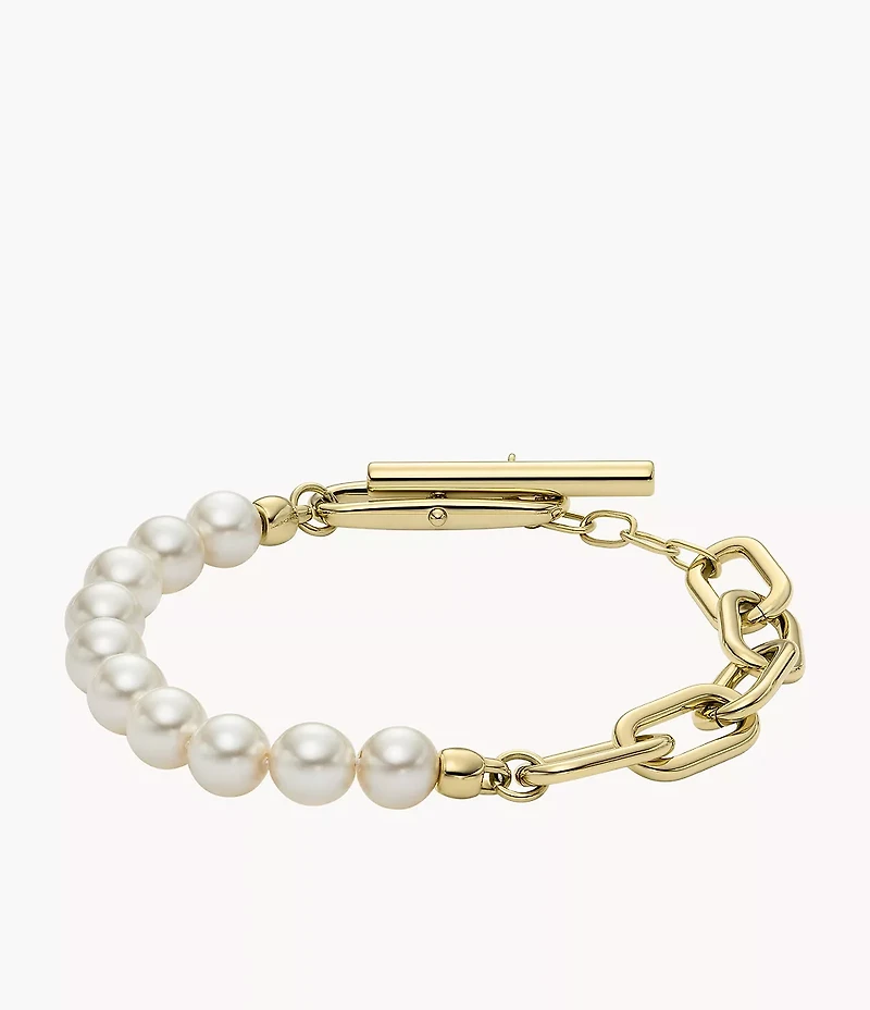 Heritage Pearl D-Link Gold-Tone Stainless Steel Chain Bracelet