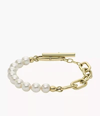 Heritage Pearl D-Link Gold-Tone Stainless Steel Chain Bracelet