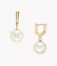 Heritage Pearl D-Link Gold-Tone Stainless Steel Hoop Earrings